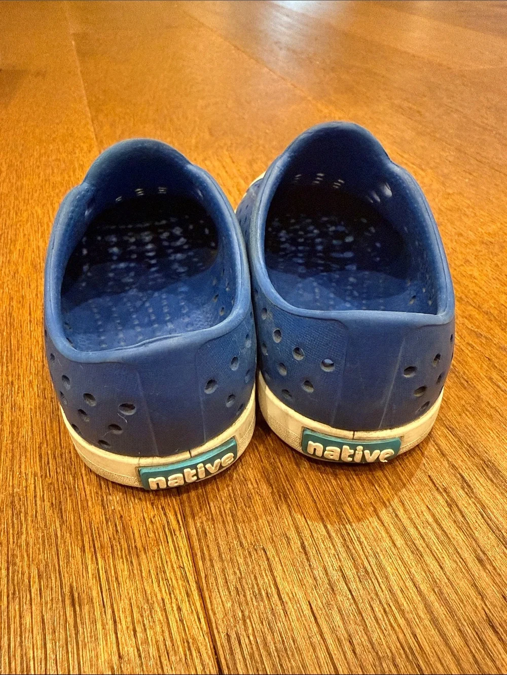 Native Kids Slip-On Water Shoes in Blue with White Toe Caps